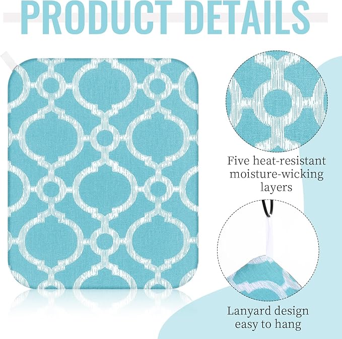 3 Pcs Heat Press Mats Compatible with Easypress 2 / Easypress Easy Press Mat Protective Resistant Double Sides Applicable Ironing Insulation for HTV Iron on Projects(Blue Lantern Pattern)