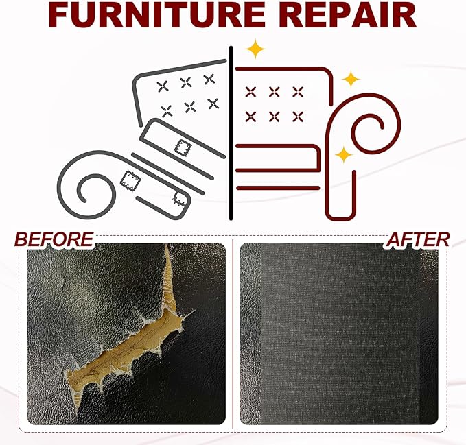 PATIKIL Leather Patches Tape for Furniture, 6.3 x 61 Inch Self Adhesive Vinyl Leather Repair Kit Cover Sheet for Couch, Sofa, Car Seats, Office Chair, Rice Apricot
