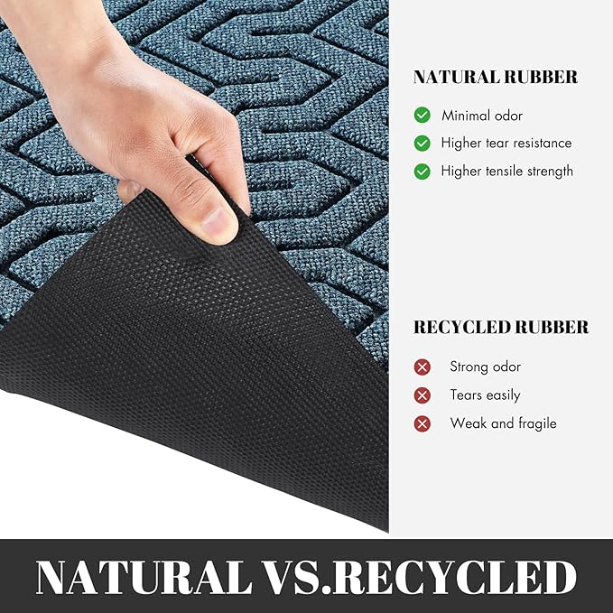 Yimobra Large Door Mat Outside Entrance 47x24, Waterproof Heavy Duty Outdoor Mats for Front Door, Non Slip Rubber Entry Mat for Garage Patio, Easy Clean, Mix Blue