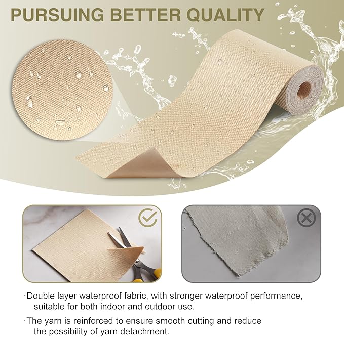 Canvas Repair Tape 4×70 Inch Waterproof Self-Adhesive Fabric Repair Patch for Repairing Boat Covers,Tents,Patio Umbrellas,Car Seats,Luggage,Sofas.(Brown)