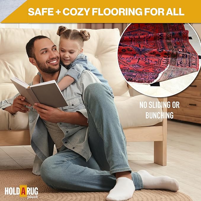 Hold-a-Rug Plush 5' x 7' Nonskid, Nonslip Rug Pad, Reversible Gripper, ¼ Thick, Safe for All Floors and Carpet, Keep Area Rugs Secure