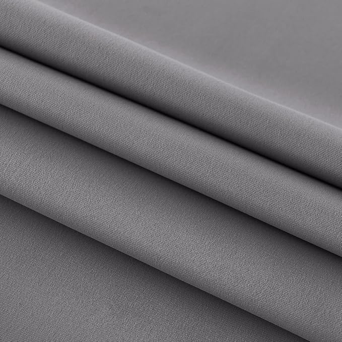 DWCN French Door Curtains – Rod Pocket Thermal Blackout Curtain for Doors with Glass Window, Kitchen and Patio Doors for Privacy, 54 X 40 Inches Long, 1 Curtain Panel with Tieback, Grey