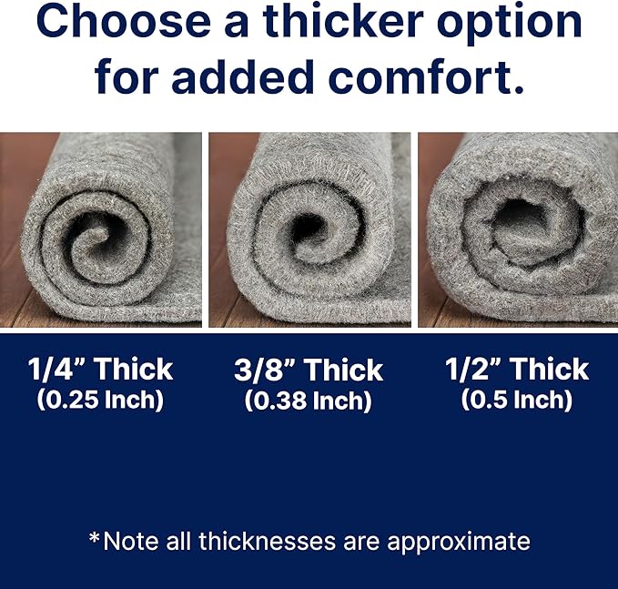 RUGPADUSA - Eco-Plush - 8'x10' - 1/4" Thick - 100% Felt - Premium Cushioned Rug Pad - Available in 3 Thicknesses, Many Custom Sizes