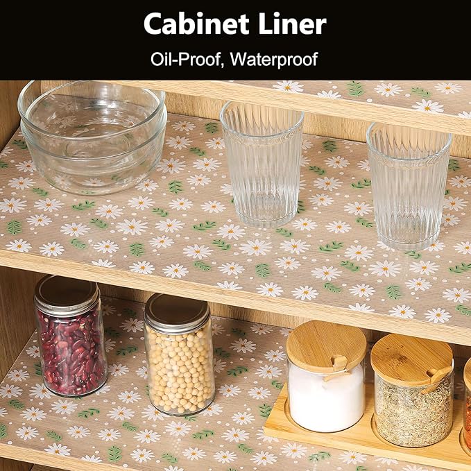 INNOLITES Shelf Liner – Cabinet & Drawer Liner Non-Adhesive – Waterproof Oil-Proof – Durable EVA with Floral for Kitchen Cabinets Refrigerator – BPA-Free, Easy to Cut 23.6" x 236"