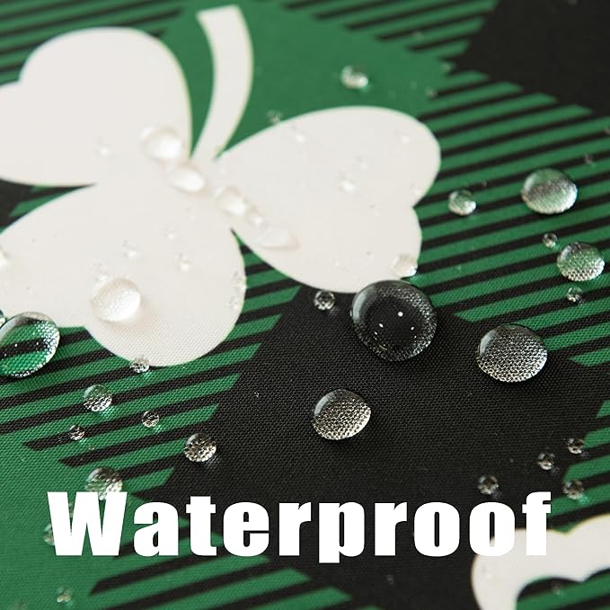 Gingham St Patricks Day Tablecloth Fabric - Oblong 58x120 Water Resistant Irish Plaid Table Cloth for Indoor/Outdoor Use - Lucky Clover Decorations Perfect for Birthday, Picnics, Gardens