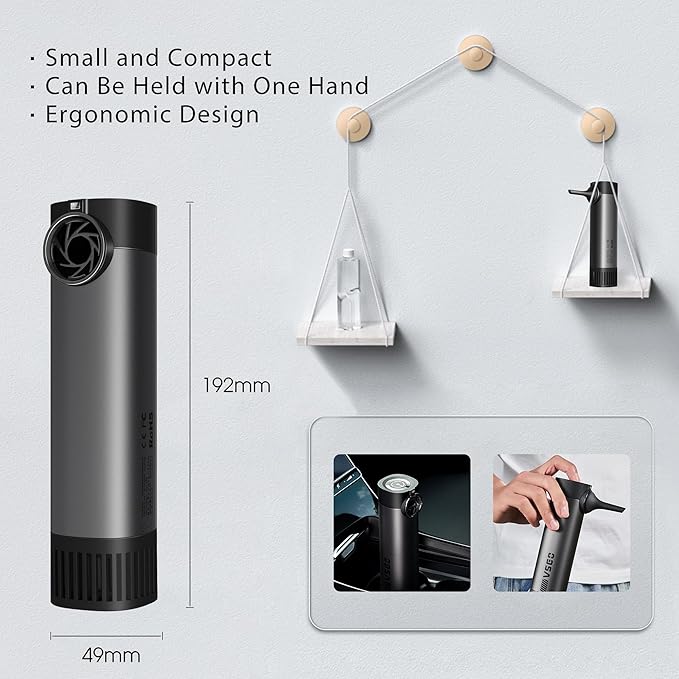 VSGO Electric Compressed Air Duster, Portable Cordless Handheld Air Blower with Led Light,10000mah Quick-Fill Inflator with 3nozzles Compatible for Gaps, Computer, Keyboard