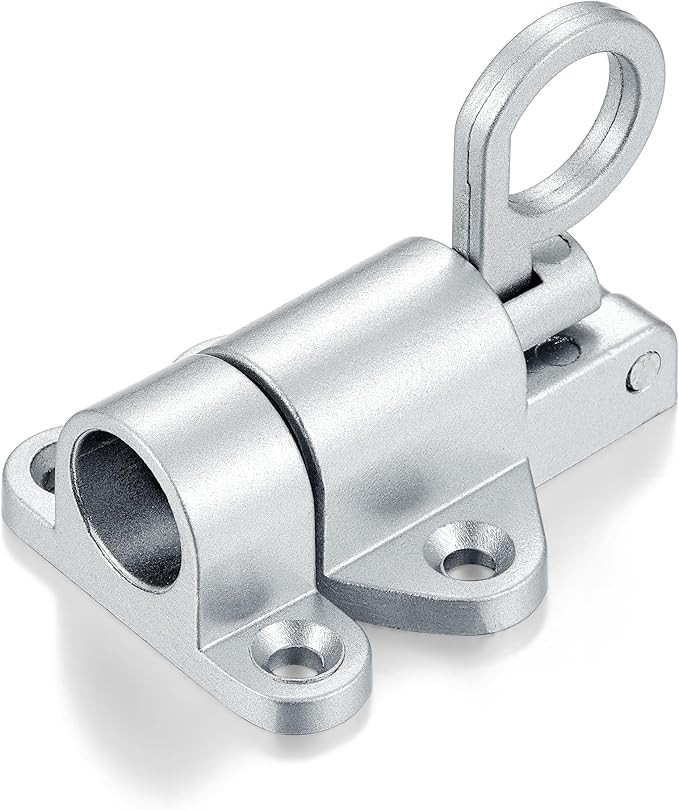 3 Packs Self-Closing Latches，Silver Gray Spring Door Lock，Resilient Bolt Latch Aluminum Alloy Safety Automatic Spring Barrel Slide Door Lock with Screws,Used for Gate,Window and Cabinet etc