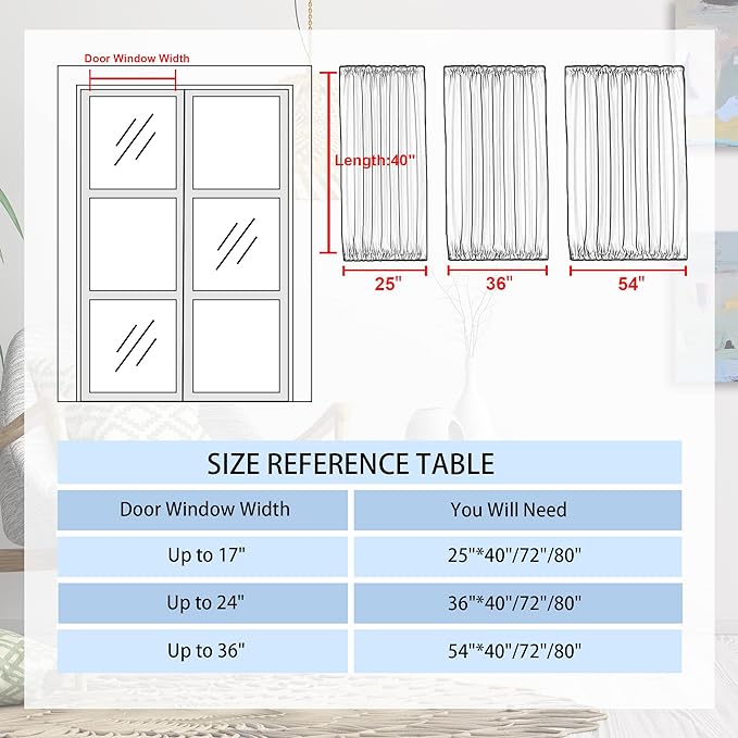 DWCN French Door Curtains – Rod Pocket Thermal Blackout Curtain for Doors with Glass Window, Kitchen and Patio Doors for Privacy, 54 X 40 Inch Length, 1 Curtain Panel with Tieback, Brown
