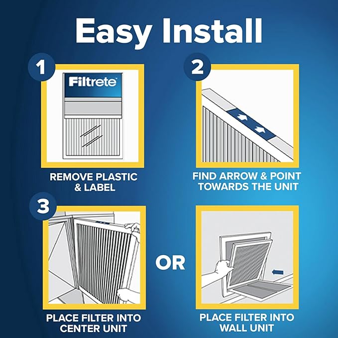 Filtrete 20x22x1 AC Furnace Air Filter, MERV 11, MPR 1000, Micro Allergen Defense, 3-Month Pleated 1-Inch Electrostatic Air Cleaning Filter, 4 Pack (Actual Size 19.81 x 21.81 x 0.81 in)