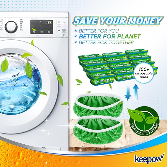 KEEPOW Reusable Wet Pads Refills Compatible with Swiffer Sweeper Mop, Dry Sweeping Cloths, Microfiber Wet Mopping Cloths for Hardwood Floor Cleaning, 6 Pack (Mop is Not Included)