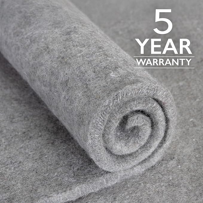 RUGPADUSA - Eco-Plush - 7'x9' - 1/2" Thick - 100% Felt - Luxurious Cushioned Rug Pad - Available in 3 Thicknesses, Many Custom Sizes