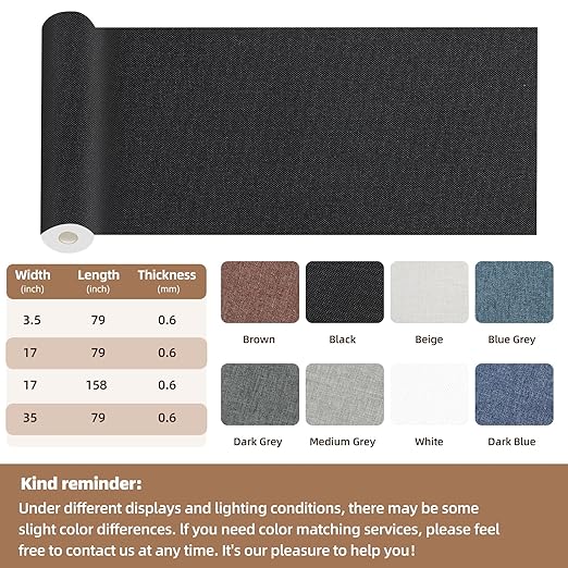 Fabric Repair Patch, 17X158 Inch Fabric Large Repair Tape, Self-Adhesive Patches for Furniture, Sofa, Car Interior, Shoes, Hand Bag, Clothing (Dark Blue, 17X158 Inch)