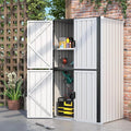 AECOJOY Outdoor Storage Cabinet, Outdoor Cabinets Waterproof with Shelves, Large Lockable Storage Cabinet Metal Vertical Storage Shed Tall Weatherproof Garden Sheds & Outdoor Storage White