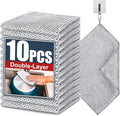Navona 10 Pcs New Upgrade Steel Wire Dishcloth,Double-Layer Steel Wire Cleaning Cloth,Powerful Cleaning Non-Scratch Wire Dishcloth Rag for Cookware, Sinks, Dishes, Stove Tops