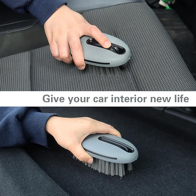 Carpet and Interior Cleaning Brushes, car Cleaning Brushes, Carpet Washing Brushes, Hard Bristle Detail Brushes, car and Home Interior Leather Brushes (Grey)
