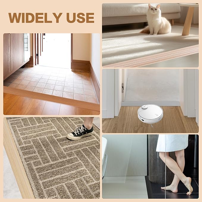 Floor Transition Strip Vinyl Door Threshold Ramp Self Adhesive Carpet Edging Strip Doorway Edge Trim, Overlap Edge Reducer for Laminate Carpet, Floor, Tile (Orange Oak, 2/5" to 3/5", 3.3Ft)