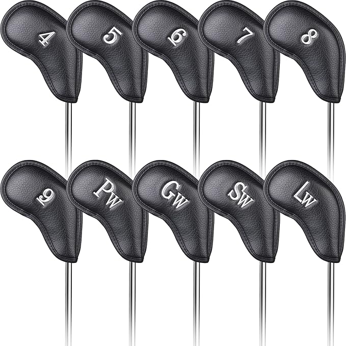 CRAFTSMAN GOLF 12pcs or 1pc Thick Synthetic Leather Golf Iron Head Covers Set Headcover Fit All Brands Callaway Ping Taylormade Cobra Etc. Also Custom Name