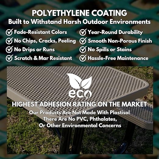COATEDOUTDOORFURNITURE RFT-P-TXTSAND Heavy Duty Round Trash Receptacle with Flat Top, Liner Included, 32 Gallon, Textured Sandstone, Made in America