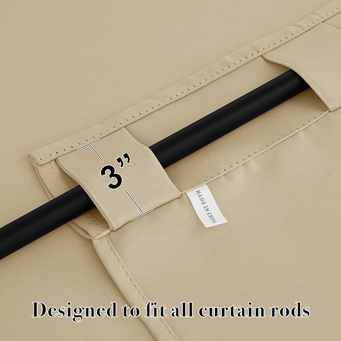 RYB HOME Small Window Curtains Blackout, Privacy Thermal Insulating Drapes for Bedroom Bathroom Basement Cafe Classroom Window Decor, W 34 x L 45 inches, Biscotti Beige, 2 Panels