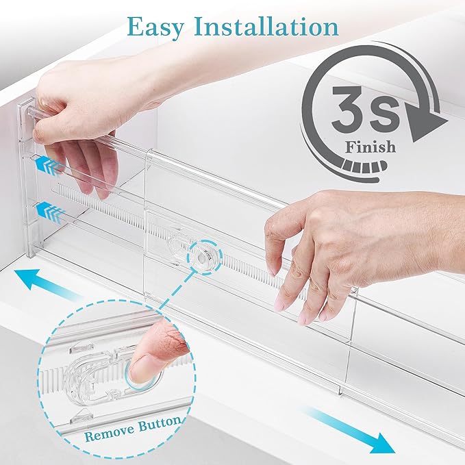 Vtopmart 10 Pack 6" Tall Upgrade Drawer Dividers for Big and Deep Drawer, 12.8"-22.3" Adjustable Expandable Dresser Drawer Organizer, Clear Plastic Separators for Dresser, Baby Supplies, Kitchenware