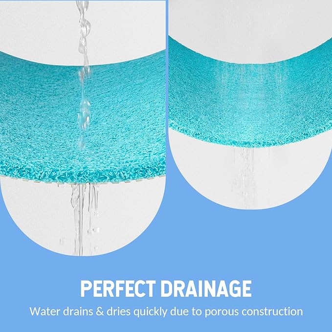 Non-Slip Bathtub Mat, Anti Slip Shower Mat, Fast Drying Bathtub Mats, Foot Scrubber Mat, Anti Slip Mat for Tub, Floor, Bathroom, Kitchen, Home, Hotel (Turquoise Blue 40"×28")