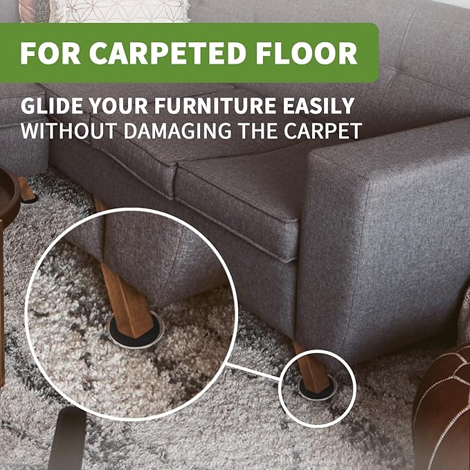 Furniture Sliders for Carpet 16PCS - 3 1/2 inch Sliders for Moving Furniture – Appliance Slider for for Carpet