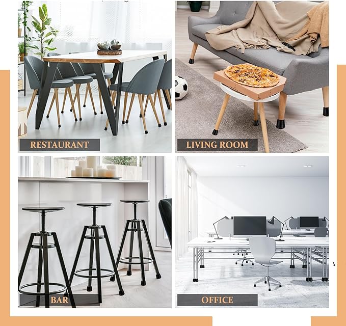 3/4" Round Rubber Chair Leg Tips Caps, Chair Leg Floor Protectors Furniture Legs Caps Non Slip Reduce Noise for Hardwood Floors (Black, 12 Pack)