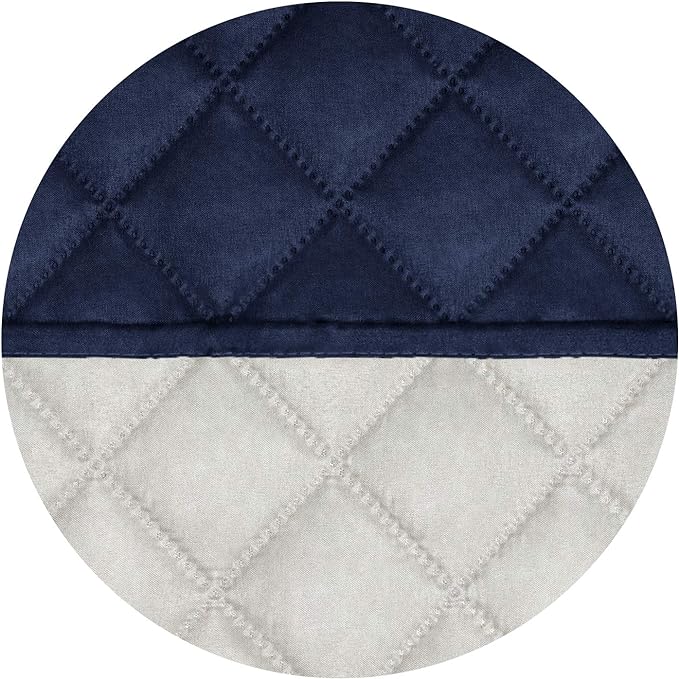 PureFit Reversible Quilted Sofa Cover, Water Resistant Slipcover Furniture Protector, Washable Couch Cover with Non Slip Foam and Elastic Straps for Kids, Dogs, Pets (Sofa, Navy/Ivory) Large
