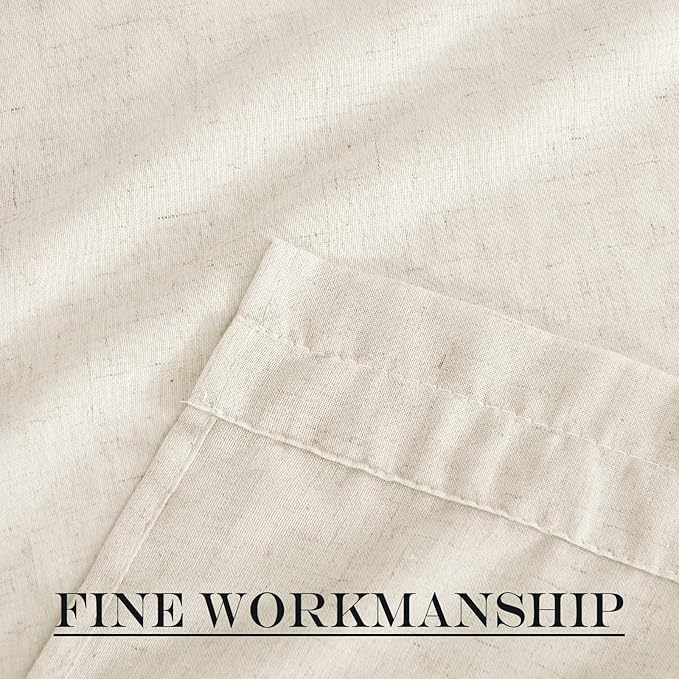 NICETOWN Thick Linen Textured Curtain Farmhouse French Door Shade Solid Room Darkening Door Shade Indoor Outdoor Sidelight Curtain for Window, W52 x L40, 1 Panel, Natural