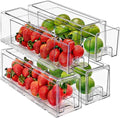 Sorbus Small Clear Storage Drawers (4 Pack) – Acrylic Stackable Storage Bins with Pull-Out Drawers for Fridge, Kitchen, Pantry – Organizer Bins with Handles