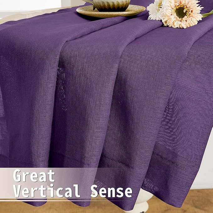 Tollpiz Short Sheer Door Curtains Closet Linen Textured Curtains Sheer Doorway Light Filtering Voile Patio Glass Doors Rod Pocket Curtain French Door, 54 x 40 inches Long, Royal Purple, Set of 1 Panel