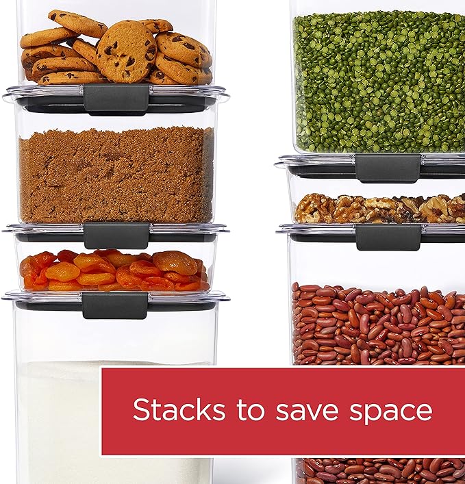 Rubbermaid Brilliance Pantry Food Storage Containers, Set of 4 (8 Pieces), BPA-Free, Clear, Airtight