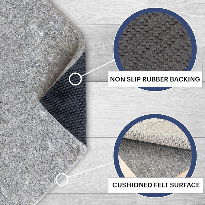 RUGPADUSA - Dual Surface - 6'7" x 9' - 3/8" Thick - Felt + Rubber - Enhanced Non-Slip Rug Pad - Adds Comfort and Protection - for Hard Surface Floors