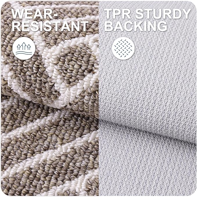 OLANLY Runner Indoor Door Mat, 47x23 Inch, Dirt Resistant and Absorbent, Non-Slip Rubber Backing Floor Mats, Easy Clean Low-Profile Doormat for Entryway, Front Door, and Inside Entrance, Khaki