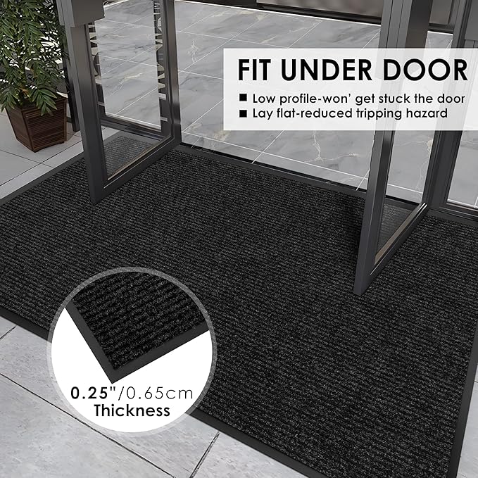 3′ x 5′ Front Door Mat Indoor Outdoor Entrance, Commercial Floor Mat Heavy Duty Dirt Trapper Entryway Doormat, Custom Size Non Slip Rubber Backing Welcome mat, Door Mat for High Traffic Area
