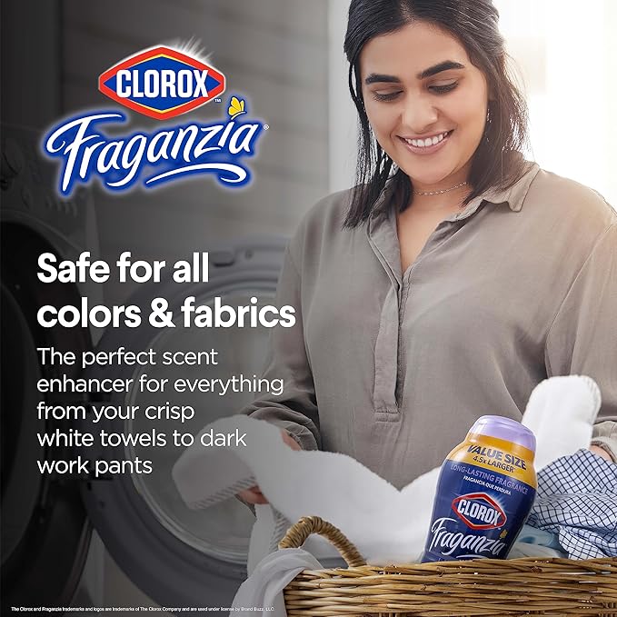 Clorox Fraganzia Laundry Scent Booster Crystals in Lavender with Eucalyptus Scent - Scented In-Wash Freshener Beads for Fresh, Clean, Great Smelling Clothes and Linens, 70 Oz