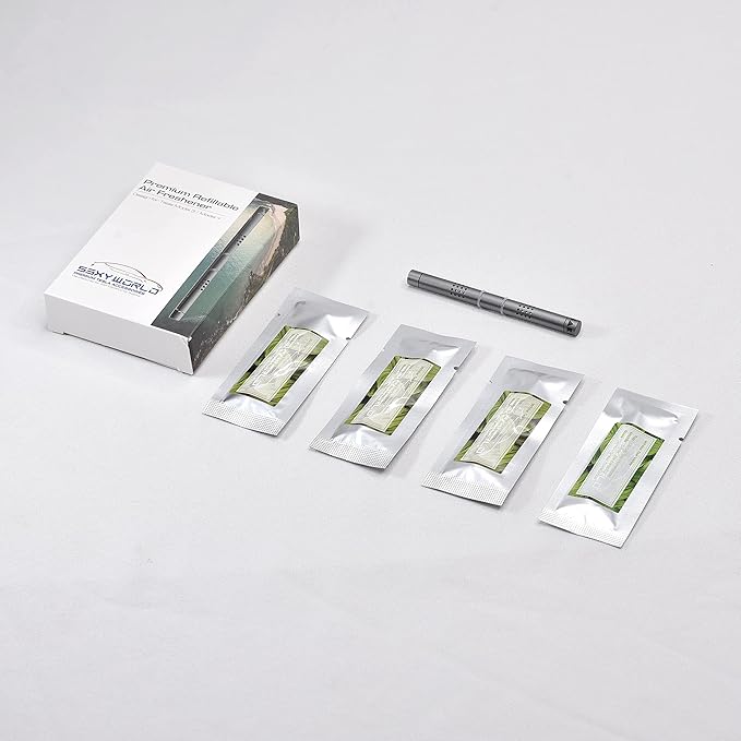 Tesla Model 3 [Not Compatible with Model 3 2024 (Highland)] /Y Air Freshener Invisible Slim Design Four Scents Selection (White Tea Valley Set)