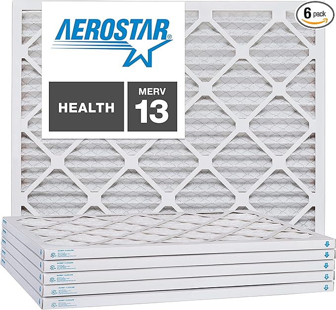 Aerostar 6x10x1 MERV 13, Pleated Air Filter, 6x10x1, Box of 6, Made in the USA