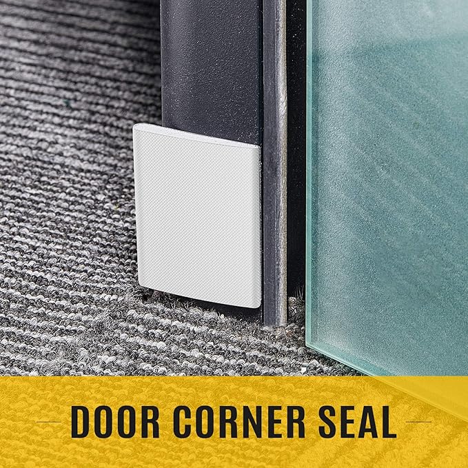 Zonon 64 Pieces Door Corner Seal Weatherstripping Exterior Door Frame Seal Draft Stopper Adhesive Corner Pads for Weather Stripping and Draft Protection (White)
