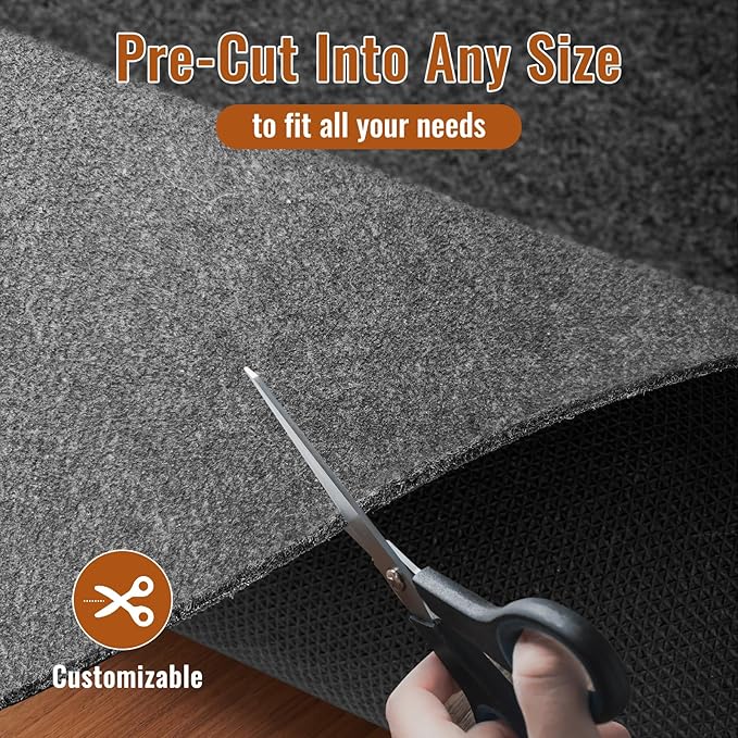 Felt Rug Pad, 3 x 5 Ft Rubber Non-Slip Rug Pad Gripper, Keep Rugs Secure and in Place, Extra Strong Under Carpet Mat Cushion - for All Floors