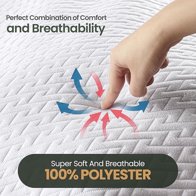Utopia Bedding Waterproof Mattress Protector King Size, Premium 3D Air Soft Fabric Mattress Cover, Fits 17 Inches Deep, Breathable, Fitted Style with Stretchable Pockets