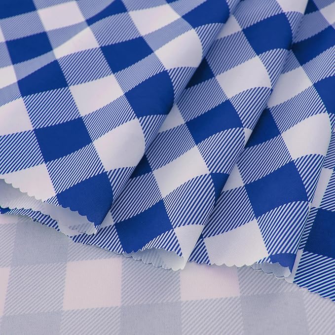 Waterproof Plaid Tablecloth Fabric - Round 108 Inch Classic Gingham Checker Table Cloth for Indoor/Outdoor Use - Buffalo Table Cover for Picnics, BBQs, and Parties