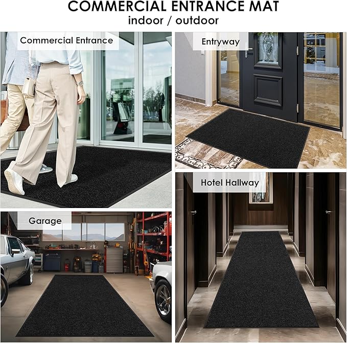 3′ x 37′ Front Door Mat Indoor Outdoor Entrance, Commercial Floor Mat Heavy Duty Dirt Trapper Entryway Doormat, Custom Size Non Slip Rubber Backing Welcome mat, Door Mat for High Traffic Area