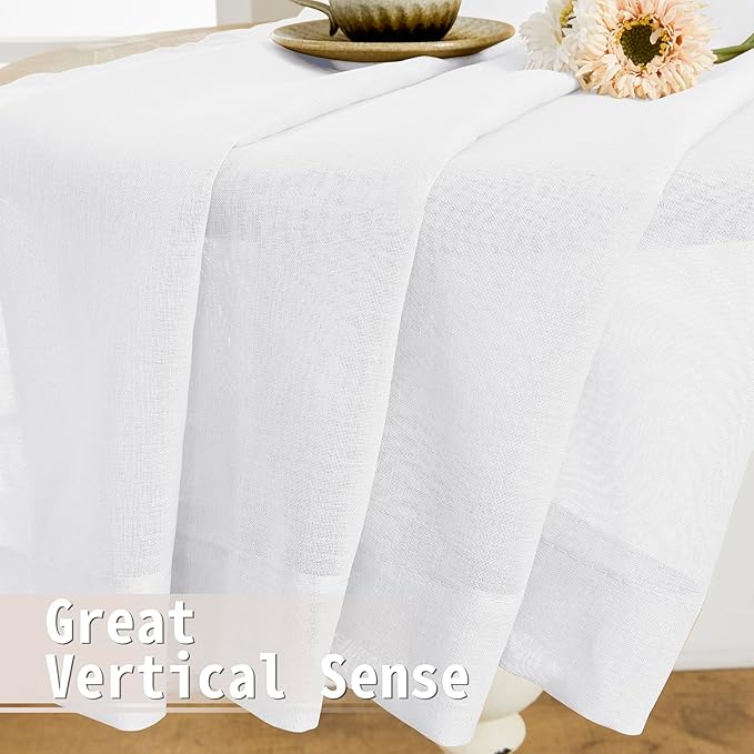 Tollpiz Sheer Door Curtains Closet Linen Textured Curtains Sheer Doorway Light Filtering Voile Rod French Door Pocket Curtain Patio Glass Door, 25 x 72 inches Long, White, Set of 1 Panel