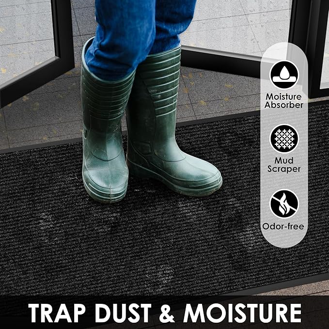 3′ x 64′ Front Door Mat Indoor Outdoor Entrance, Commercial Floor Mat Heavy Duty Dirt Trapper Entryway Doormat, Custom Size Non Slip Rubber Backing Welcome mat, Door Mat for High Traffic Area