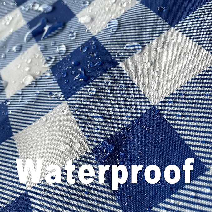 Waterproof Plaid Tablecloth Fabric - Round 70 Inch Classic Gingham Checker Table Cloth for Indoor/Outdoor Use - Buffalo Table Cover for Picnics, BBQs, and Parties