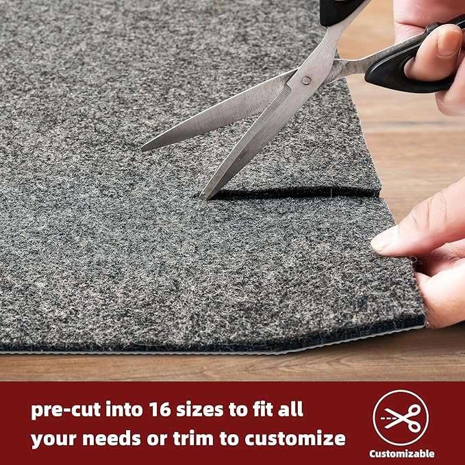 BAGAIL Felt and Natural Rubber Backing Rug Pads 1/8” Thick, 4 x 6 Ft Non Slip Rug Gripper Keep Rugs in Place, Under Area Rug Protective Cushioned Pads, Carpet Runners, Hardwood Floors Protection