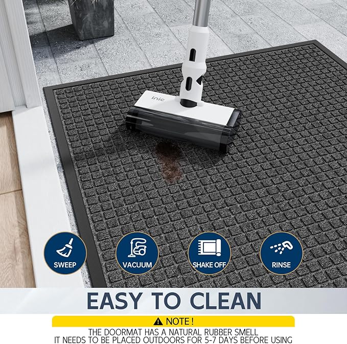 Indoor Outdoor Front Door Mats, 48" x 36" Rubber Backing Non Slip Durable Welcome Floor Mats for Patio, Garage Entrance, Stain and Fade Resistant Commercial Doormats for High Traffic