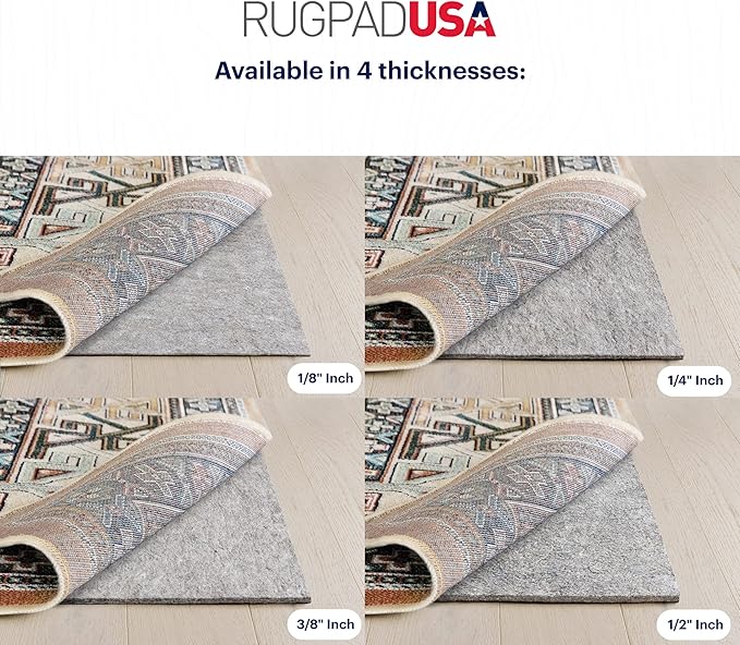 RUGPADUSA - Dual Surface - 4'10" x 6'10" - 3/8" Thick - Felt + Rubber - Enhanced Non-Slip Rug Pad - Adds Comfort and Protection - for Hard Surface Floors
