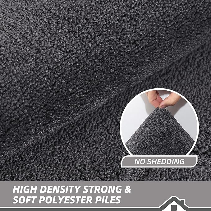 BEQHAUSE Door Mat 24" x 60", Non-Slip Door Mats Indoor Entryway Rugs Washable Low-Profile Absorbent and Stain Resist Floor Mats, Dog Door Mat for Front Back Door, Muddy Wet Shoes & Paws, Dark Grey